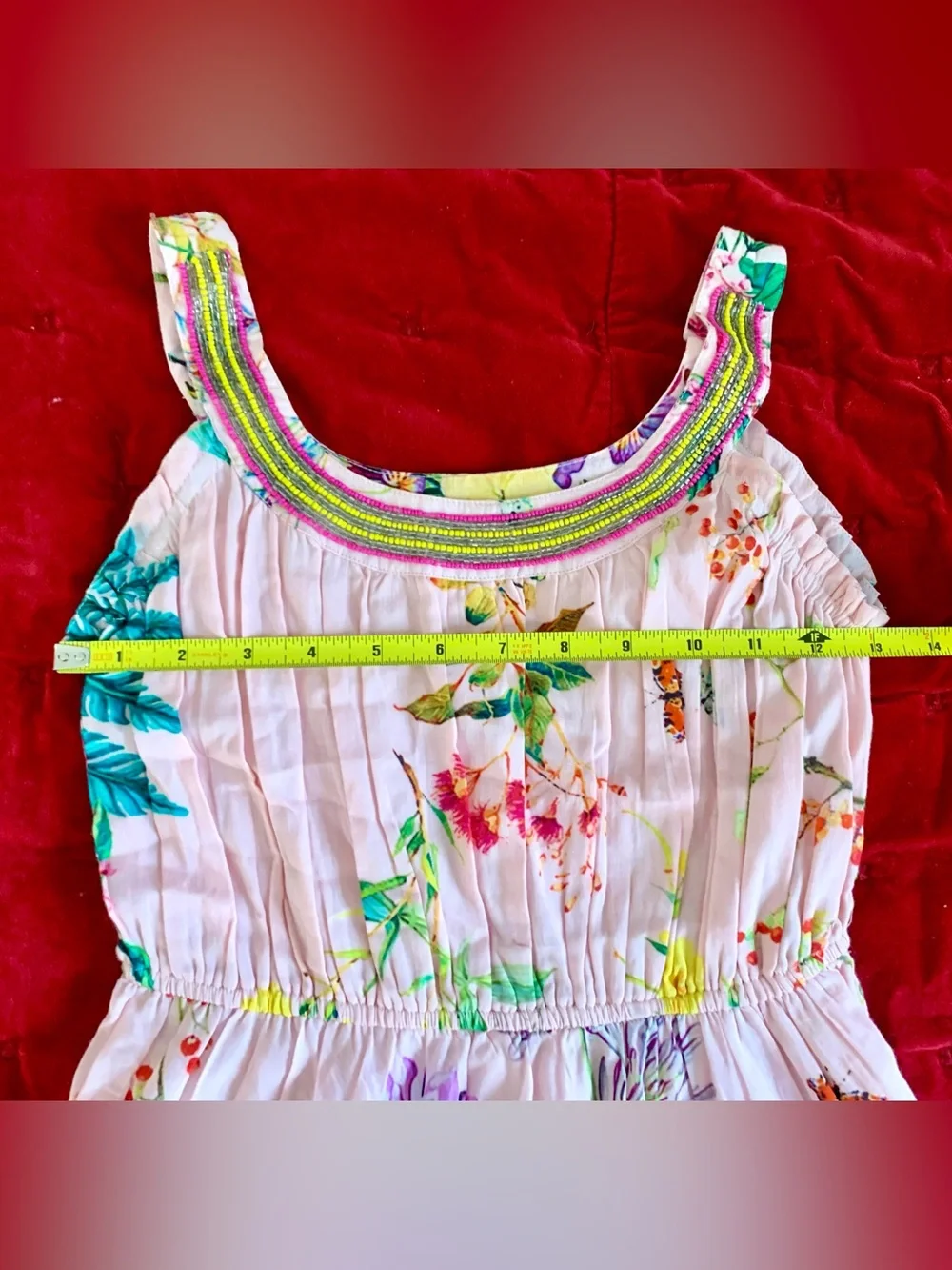 Ujala pink floral beaded dress Girl 8 EUC